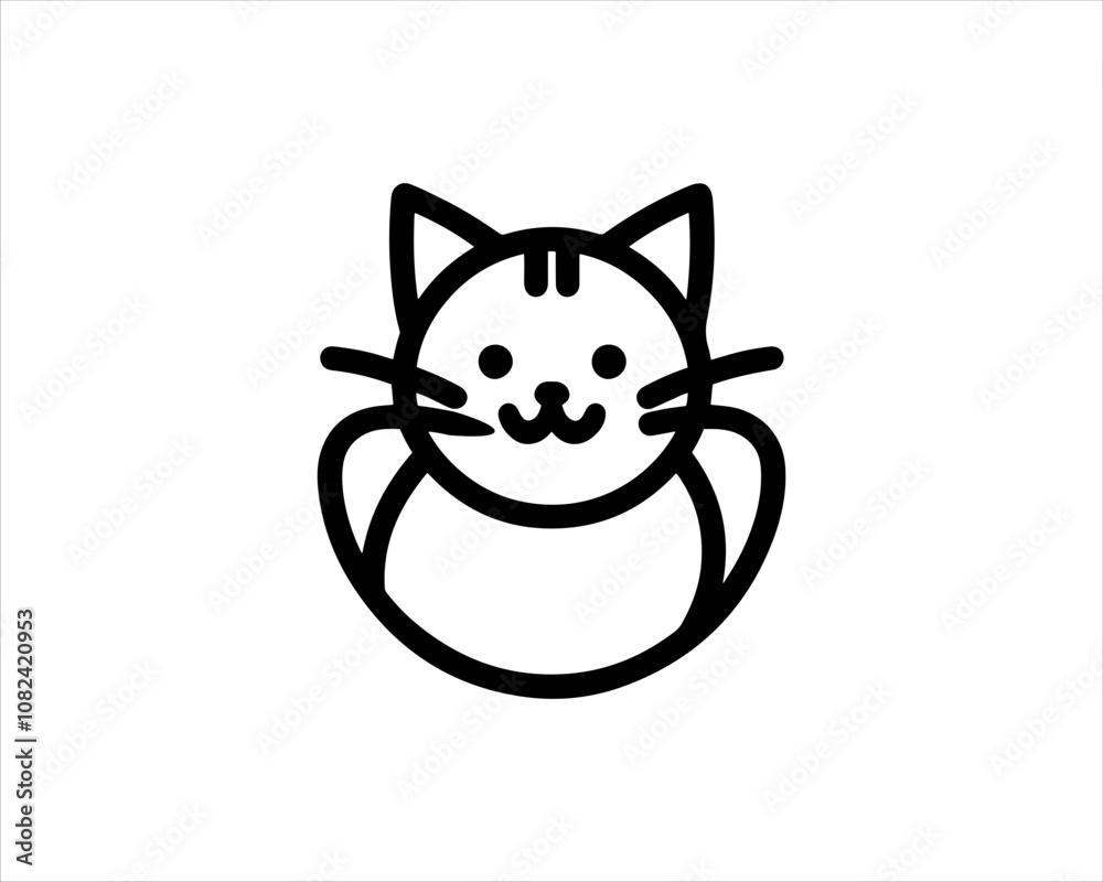 Minimal thin line cat logo vector template. Outline cat icon symbol vector illustration. Minimal thin line cat logo vector template. Outline cat icon symbol vector illustration.