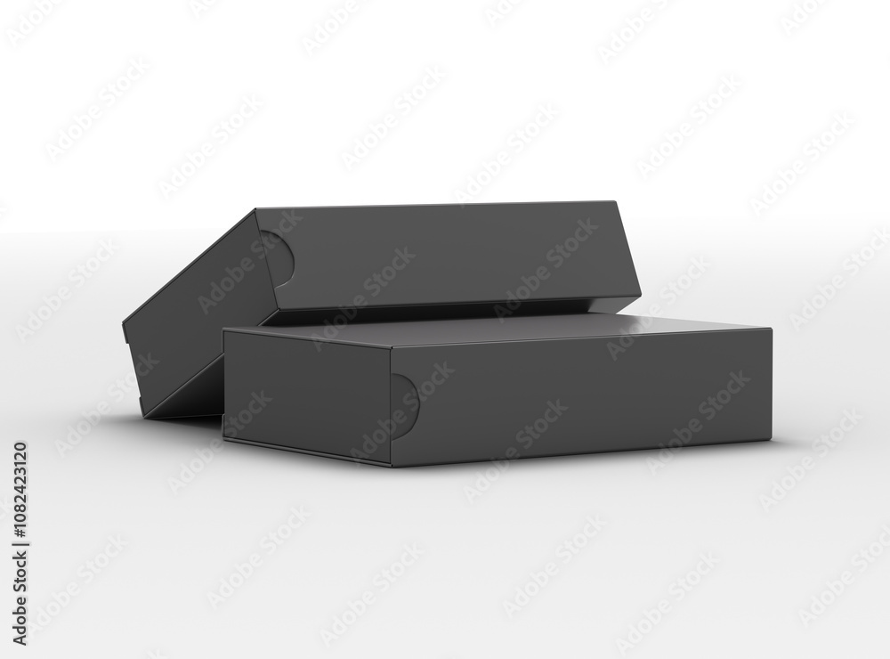 Render of a rectangular sliding drawer box on a light background Render of a rectangular sliding drawer box on a light background