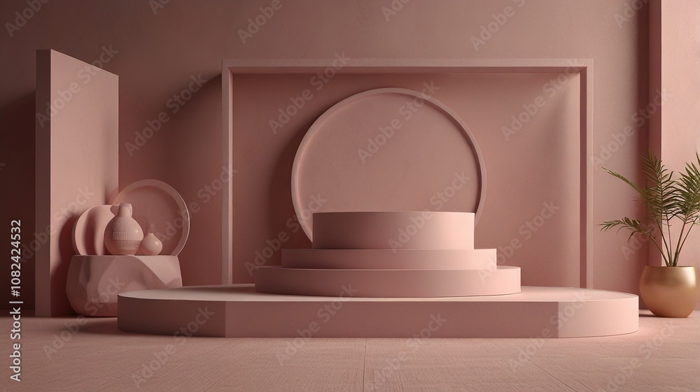 Minimalist Pink 3D Podium Mockup for Product Display Minimalist Pink 3D Podium Mockup for Product Display