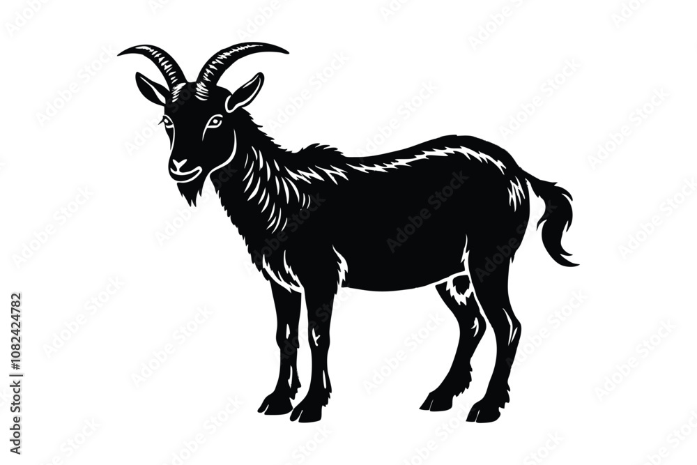 Nigerian Dwarf Goat Silhouette Vector - Farm Animal, Minimal Black & White Outline, Rustic Livestock Design Nigerian Dwarf Goat Silhouette Vector - Farm Animal, Minimal Black & White Outline, Rustic Livestock Design