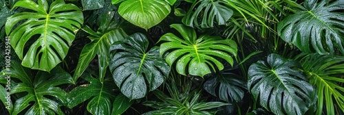 A lush arrangement of green leaves, showcasing various shades and textures of foliage.