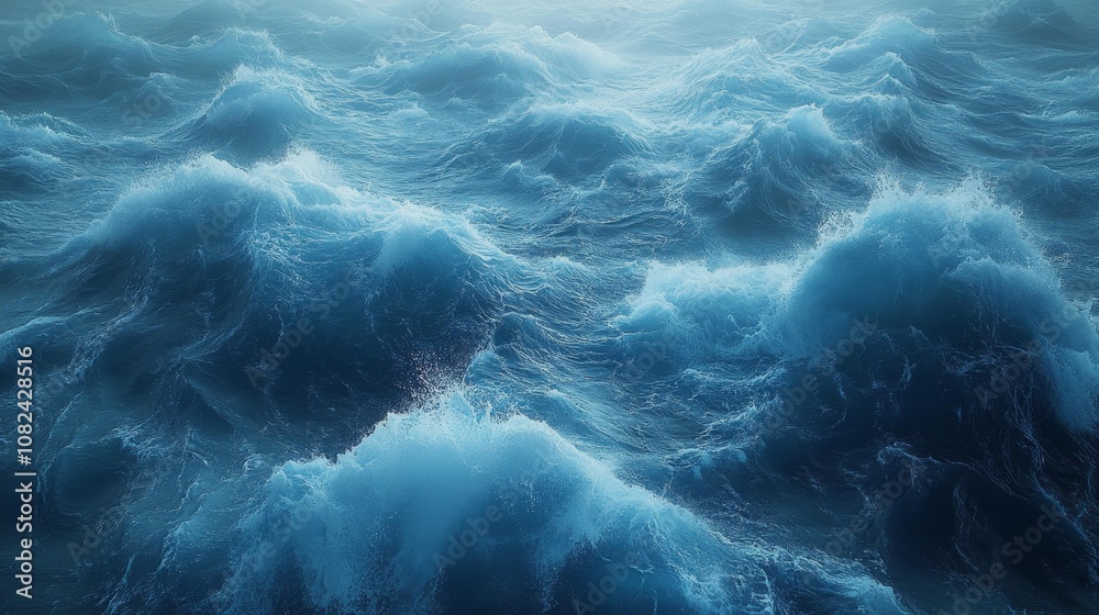 Blue Ocean Waves in Motion. Generative AI Blue Ocean Waves in Motion. Generative AI