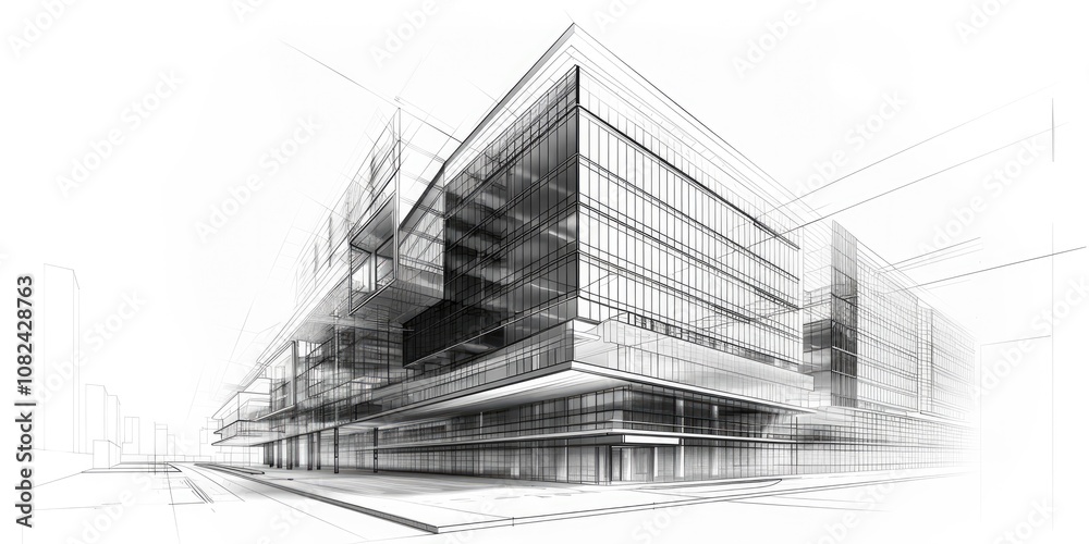 An architectural drawing of an elegant Art building An architectural drawing of an elegant Art building