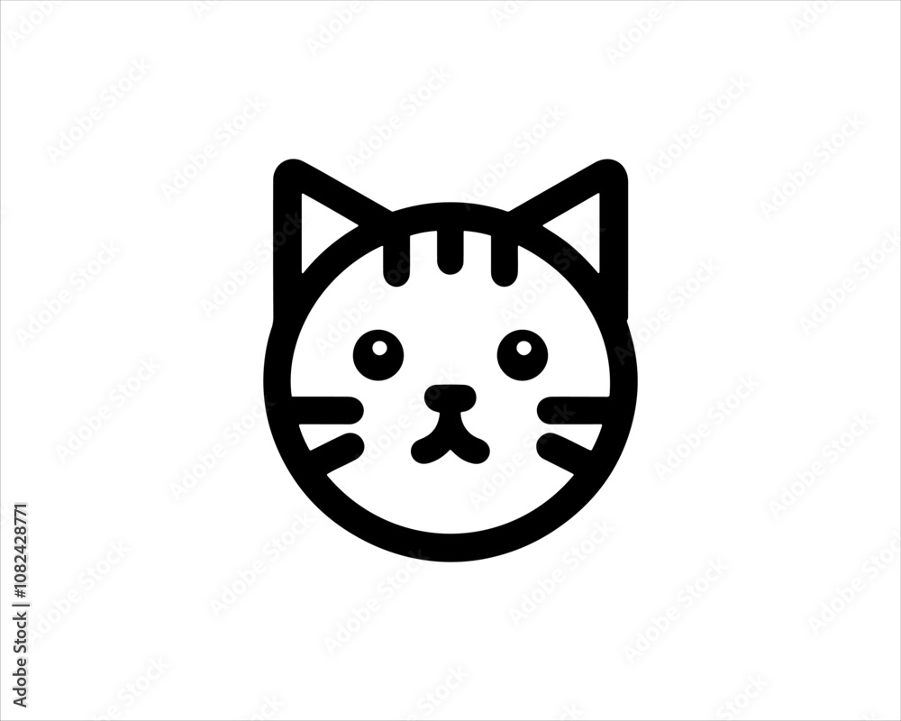 Minimal thin line cat logo vector template. Outline cat icon symbol vector illustration. Minimal thin line cat logo vector template. Outline cat icon symbol vector illustration.