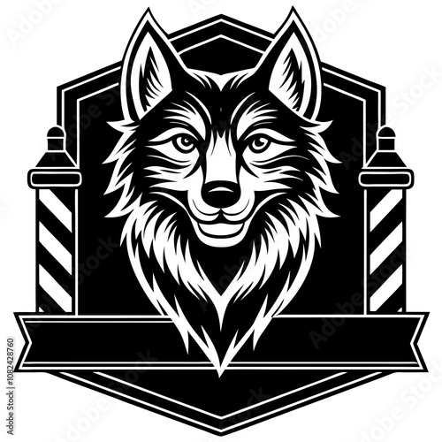 Wolf Barbershop on White Background