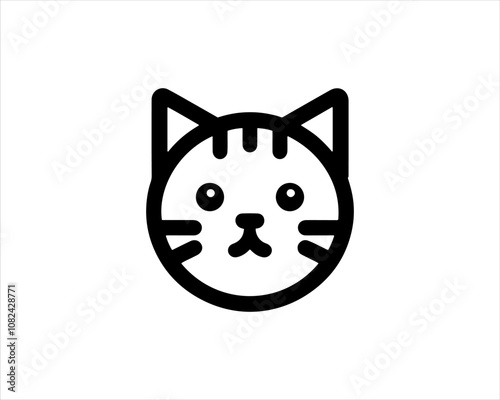 Minimal thin line cat logo vector template. Outline cat icon symbol vector illustration.