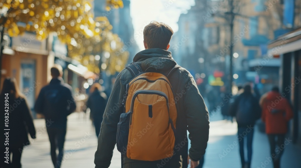 Man Walking in City Street During Daylight Man Walking in City Street During Daylight