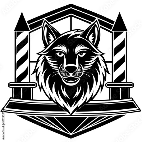 Wolf Barbershop on White Background