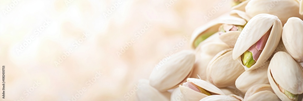 Fototapeta premium pistachios on a beige background