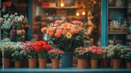 Wallpaper Mural Floral Shop with Fresh Flowers Displayed in Pots. Generative AI Torontodigital.ca