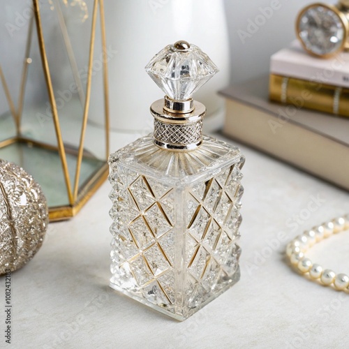 Decorative crystal perfume bottle photo