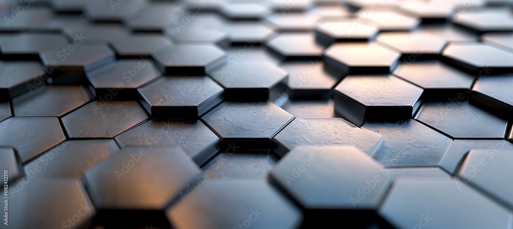 Abstract metallic honeycomb hexagons forming a detailed pattern on a stylish modern background. Abstract metallic honeycomb hexagons forming a detailed pattern on a stylish modern background.