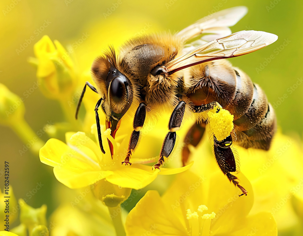 Bee on Yellow Flower. Bee on Yellow Flower.