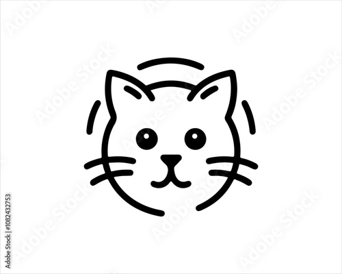 Minimal thin line cat logo vector template. Outline cat icon symbol vector illustration.