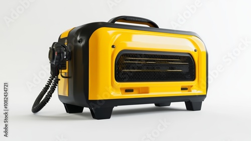 A yellow and black portable generator, perfect for backup power, is shown on a white background.