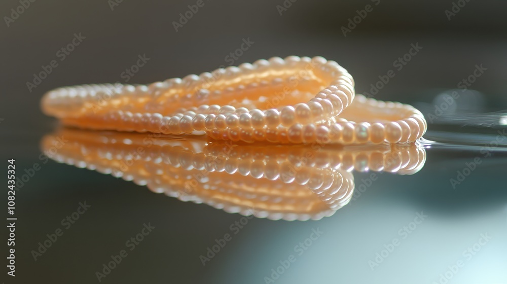 Elegant Coiled Pearls with Bright Reflection on Glass