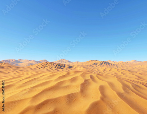 Desert Dunes Under Clear Blue Sky.