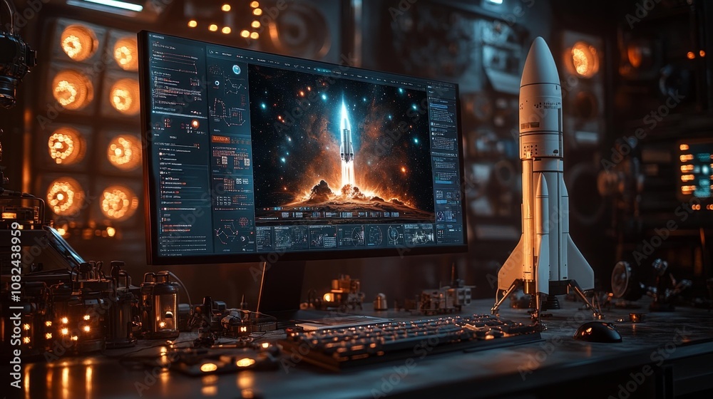 Aerospace Website and Space-Themed Background. Generative AI Aerospace Website and Space-Themed Background. Generative AI