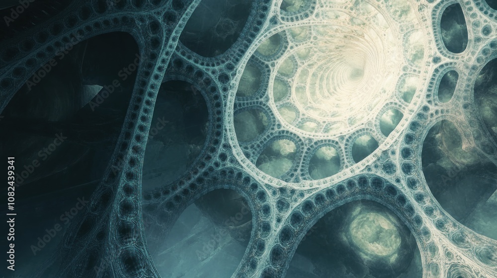 Abstract Fractal Art: Teal and White Spiral Nebula Abstract Fractal Art: Teal and White Spiral Nebula