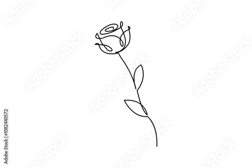 Rose flower continuous one line drawing with valentines day vector design  photo