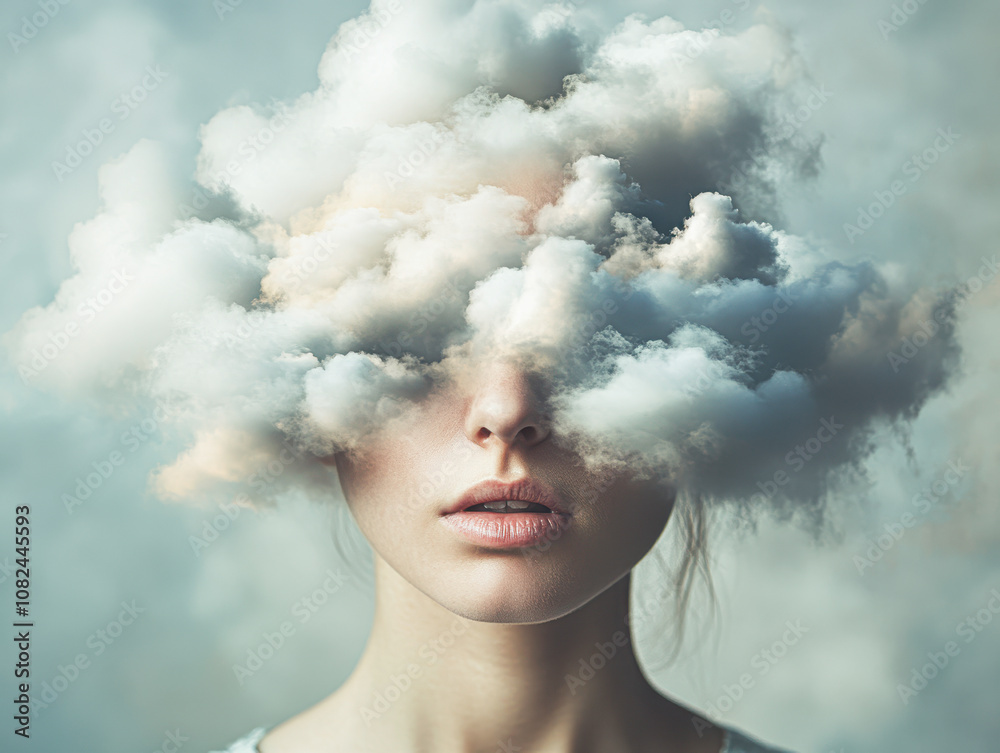 A woman's face is obscured by a cloud of smoke A woman's face is obscured by a cloud of smoke
