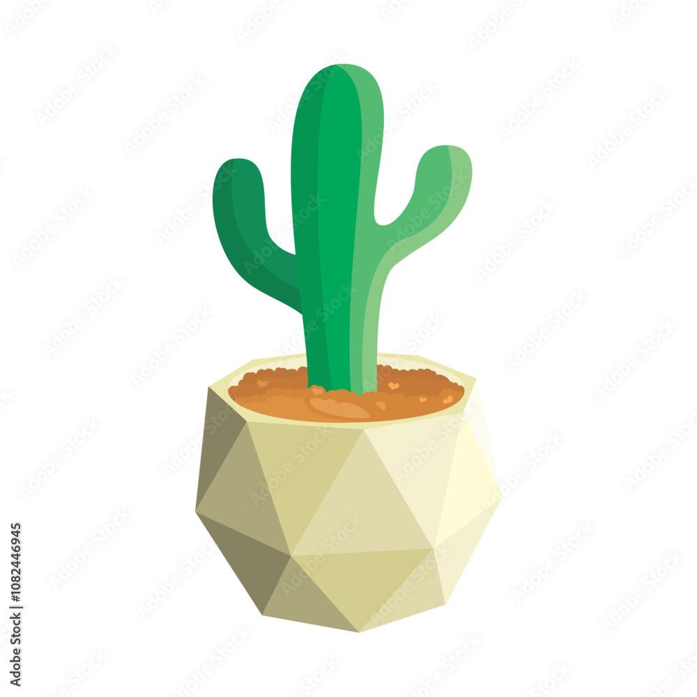 Stylized Cactus Plant in Geometric Planter Illustration - SVG Stylized Cactus Plant in Geometric Planter Illustration - SVG