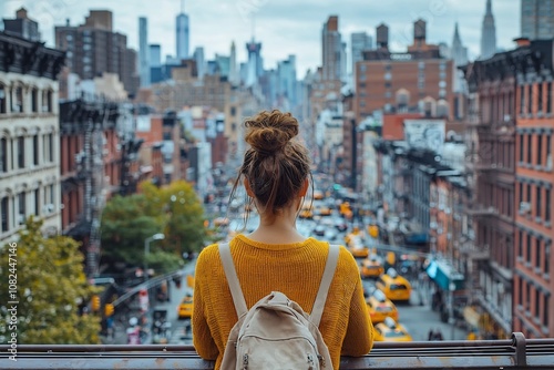 Introspective Wanderer Overlooking the Bustling Meatpacking District in New York City