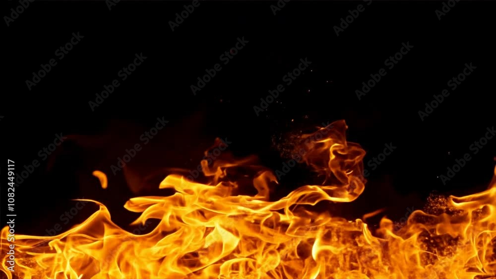 Dynamic glowing flames of orange and yellow dance against black background, creating abstract visual display of fire energy and heat that captivates viewer. Dynamic glowing flames of orange and yellow dance against black background, creating abstract visual display of fire energy and heat that captivates viewer.