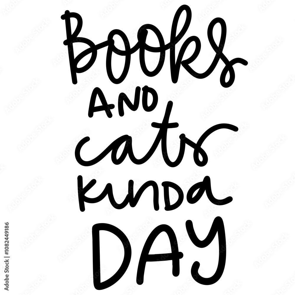 books and cats hand lettering illustration for your design. books and cats hand lettering illustration for your design.