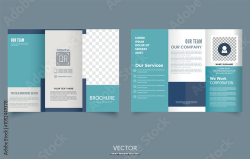 Geometric Trifold Brochure Design minimal style trifold brochure design template , print ready