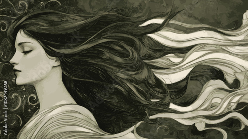 black and white hairs  portrait of a woman