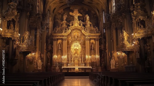 Golden Altar of a Baroque Church photo