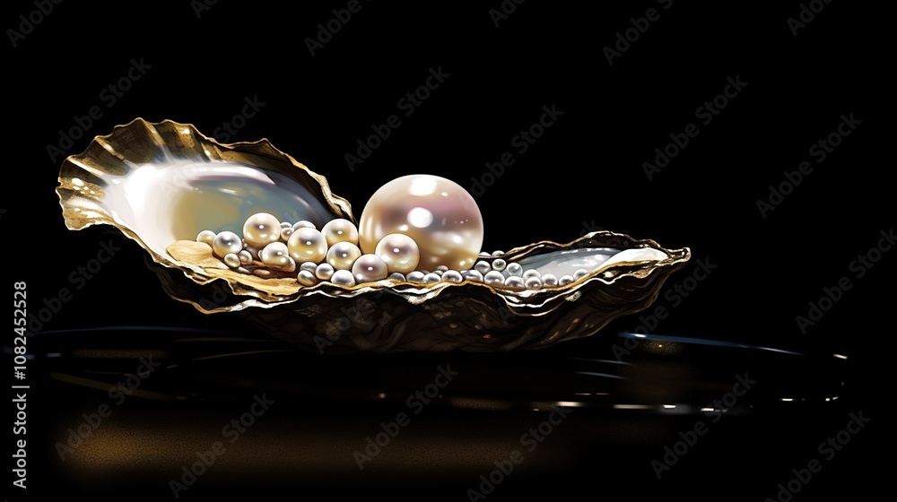 A natural pearl in a shell. AI generated. A natural pearl in a shell. AI generated.