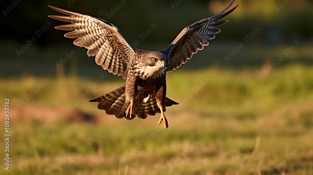 Fototapeta premium Peregrine Falcon in Flight, Wings Spread Wide