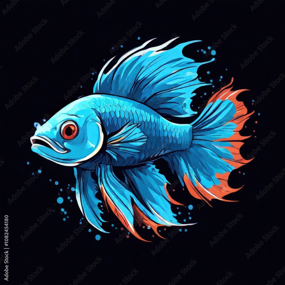 Fototapeta premium the AI Image Generator, vibrant, colorful fish with flowing fins