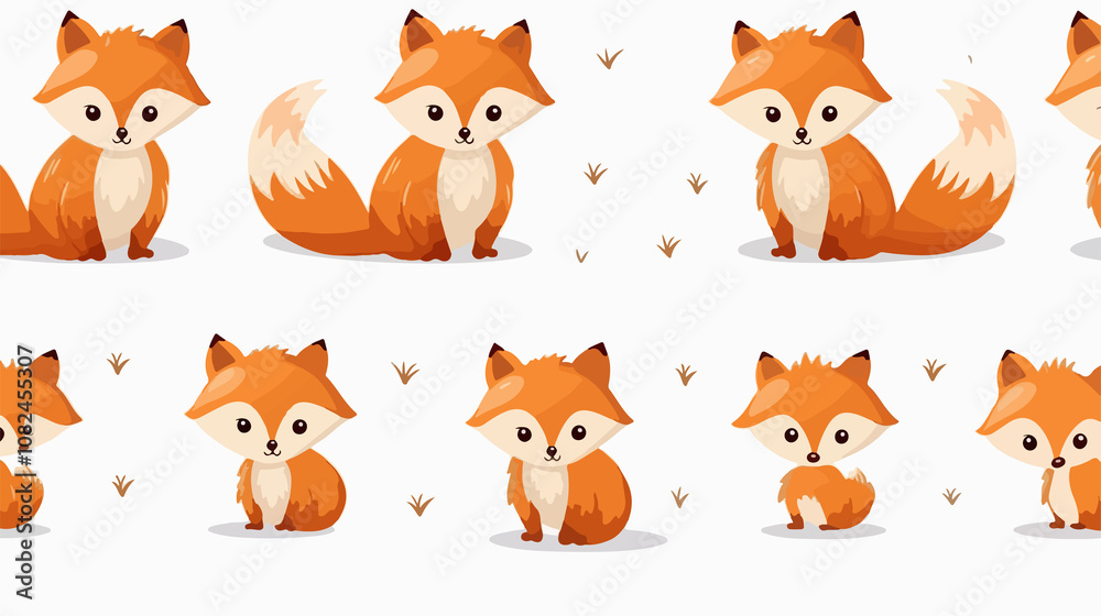 Fototapeta premium Playful Seamless Fox Cartoon Pattern for Children's Design
