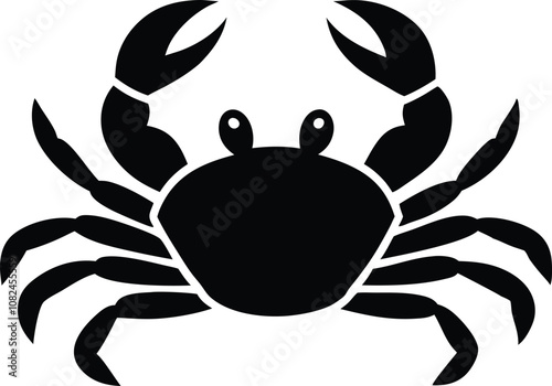 crab silhouette, crab icon black vector seafood