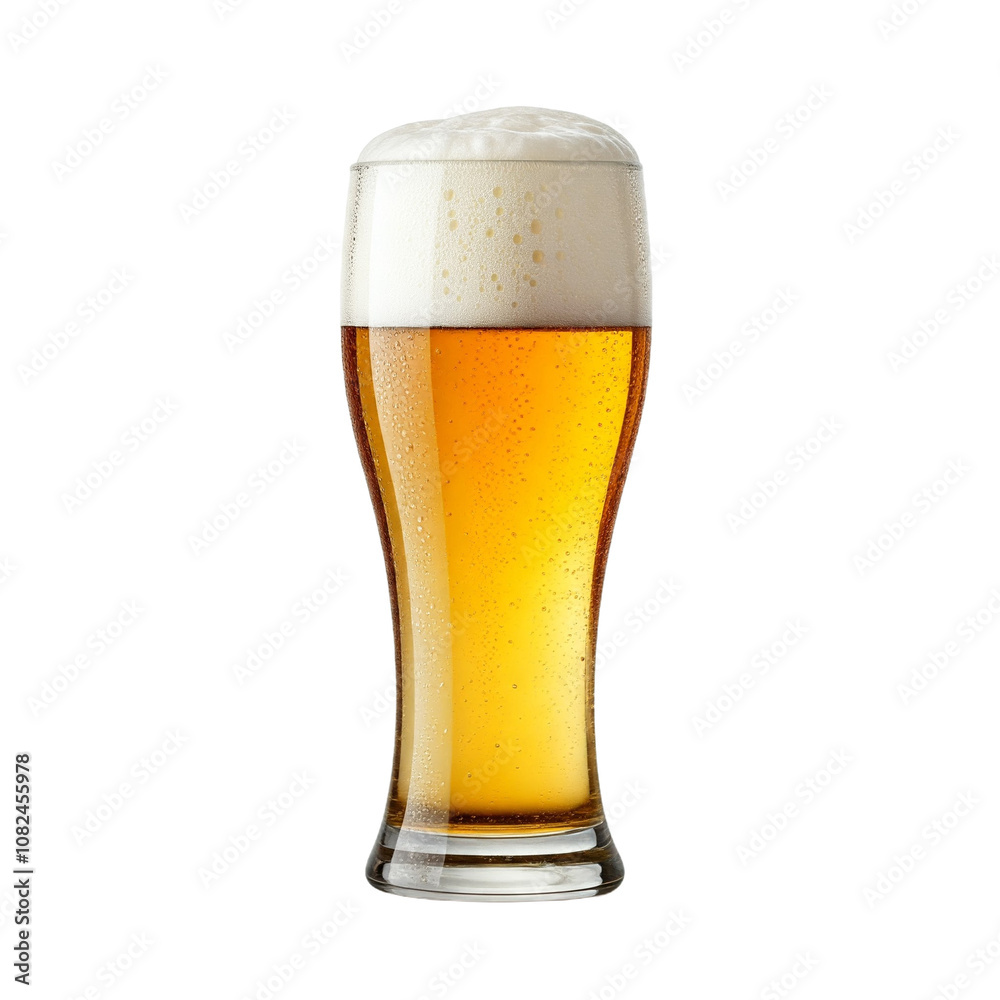 Collection of Refreshing Golden Beers in a Clear Glass with Frothy Head Isolated Collection of Refreshing Golden Beers in a Clear Glass with Frothy Head Isolated