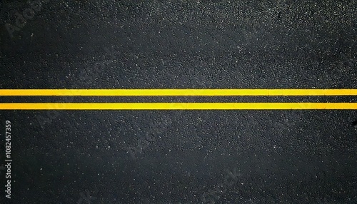 a top-down view of an asphalt road with yellow lines texture background