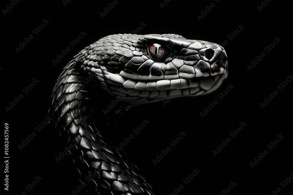 Fototapeta premium the AI Image Generator, Black and white image of a snake, suitable