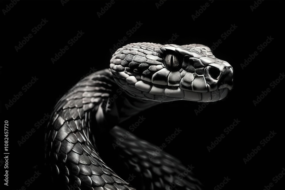 the AI Image Generator, Black and white image of a snake, suitable the AI Image Generator, Black and white image of a snake, suitable