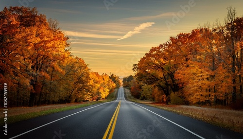 american country road in fall