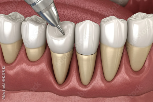 A dental implant removing a tooth during a dental procedure. photo