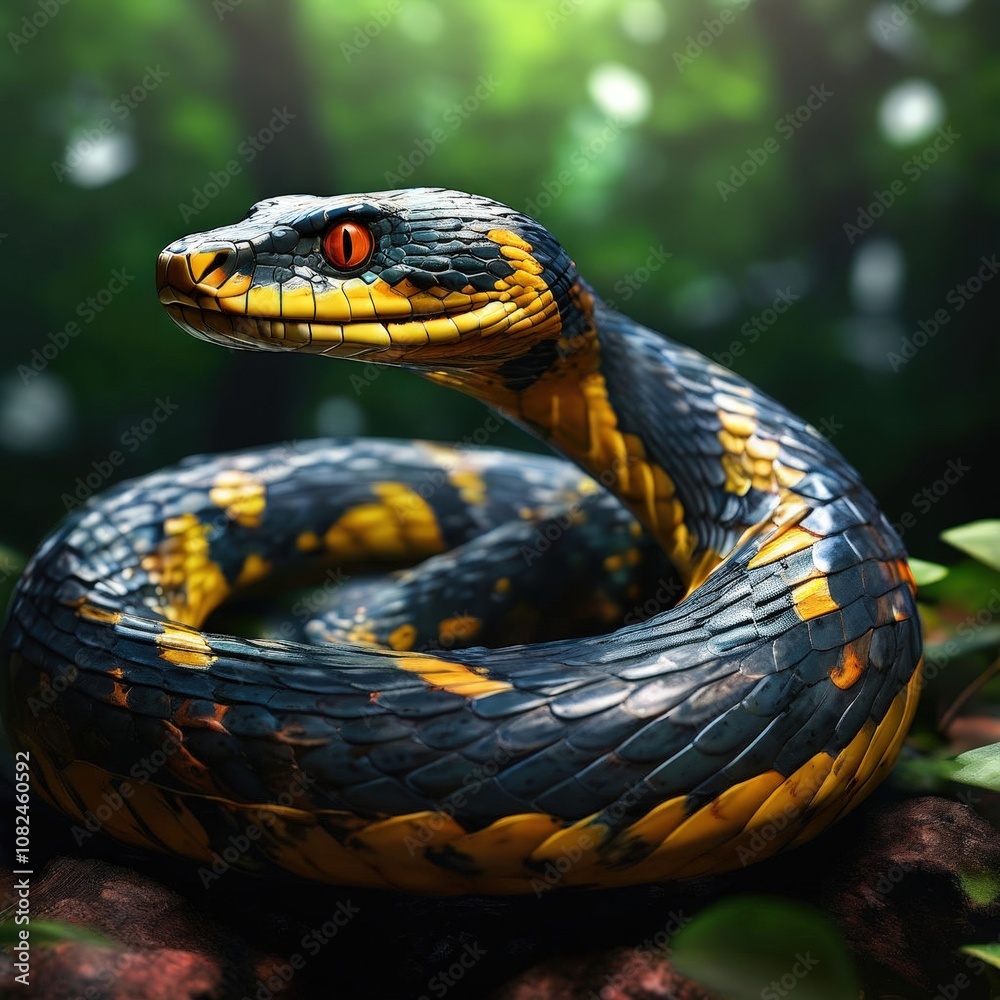 Fototapeta premium the AI Image Generator, Big Blue Snake
