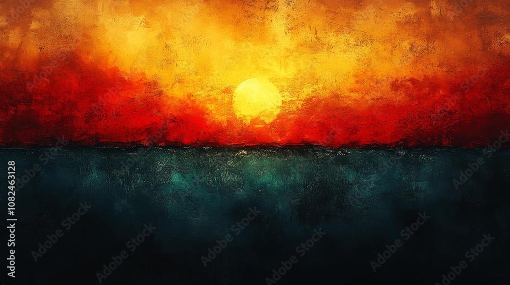 Fototapeta premium Abstract Sunset Over Dark Water. Generative AI