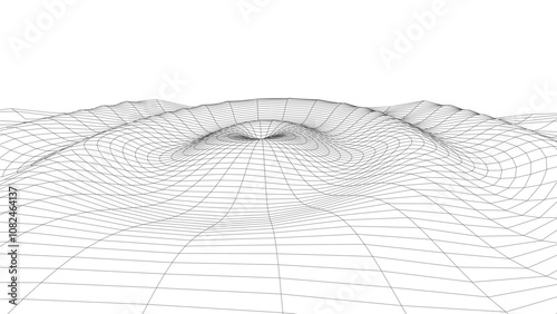 Abstract vector wave with interweaving lines and dots. Digital technologies - big data research.