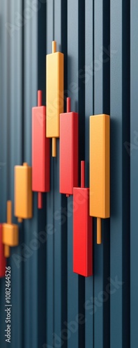 investing mistakes and volatility concept. Colorful candlestick chart artwork representing financial market trends and analysis.