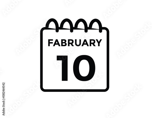 February 10 Calendar Day or Calender Date for Deadlines or Appointment. 10 February calendar icon. calendar date icon on white background.
