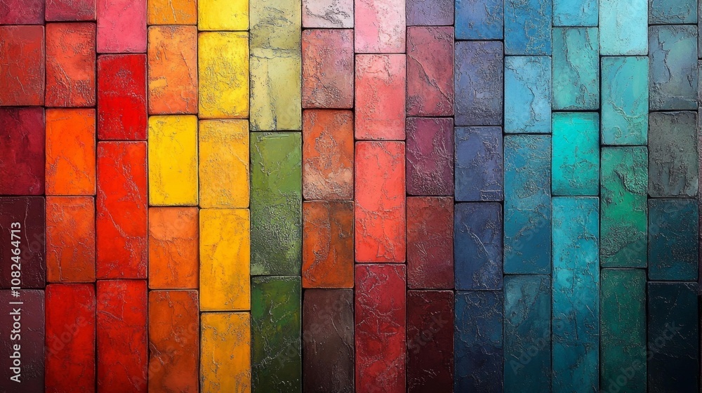 Fototapeta premium Vibrant Colorful Brick Wall Background. Generative AI