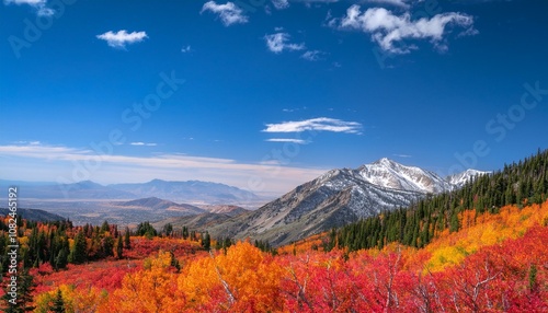snow basin landscape in utah brilliant fall foliage around mt ogden peaks